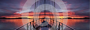 Saratoga sunrise. Colourful nautical crimson sunrise panorama ov