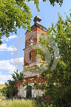Saratov Region, Russia. Traveling around the Novoburas district, the sights of the village of Loch, Gremyachka. Church of St.