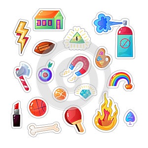 Sarcastic modern colorful sticker set. Vector fashion patch illustration