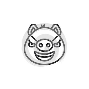 Sarcastic piggy face emoji line icon