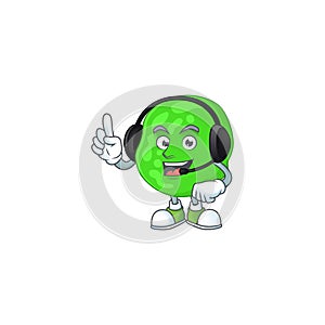 Sarcina ventriculli cartoon character style speaking with friends on headphone photo
