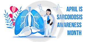 Sarcoidosis awareness month concept vector. Medical event is observed each year during April. Sarcoidosis, involving abnormal photo