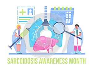 Sarcoidosis awareness month concept vector. Medical event is observed each year during April. Sarcoidosis, involving abnormal photo