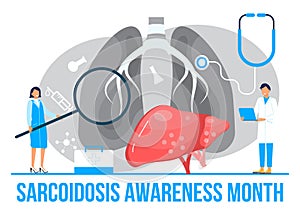 Sarcoidosis awareness month concept vector. Medical event is observed each year during April. Sarcoidosis, involving abnormal photo