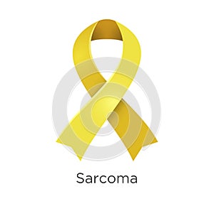 Sarcoma awareness month in July. Yellow color ribbon Cancer Awareness Products.