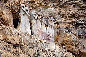 Sarcophagi of Karajia, funerary site of Chachapoyas culture in northern Peru