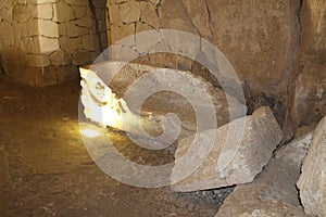 Sarcophagus in an Ancient cave tomb in Beit Shearim, northern Israel