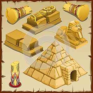 Sarcophagus and the pyramid, symbols of ancient