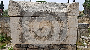 Sarcophagus. Roman archaeological remains in Tyre. Tyre is an ancient Phoenician city. Tyre, Lebanon