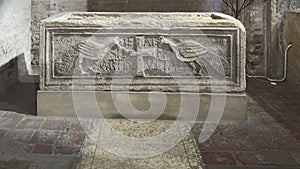 The sarcophagus of Saint Vitale in the Church of the Saints Vitale and Agricola in Bologna, Italy. photo