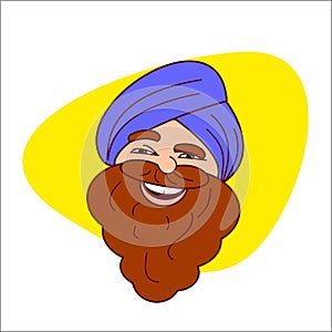 Sardar ji cartoon character vector illustration indian man or happy punjabi icon