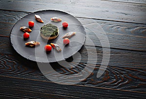 sardine with pannacotta codium and tomato photo