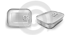 Sardine tin can with pull ring mockup top view