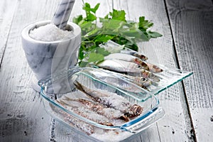 Sardines with salt