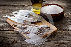 Sardines with salt