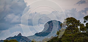 Sardinia. Arbus. Monte Arcosu, the characteristic outline view from the village of Naracauli