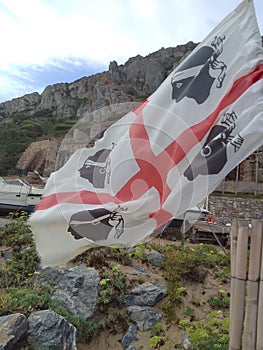 Sardinia flag, italiano Island in mediterranea sea