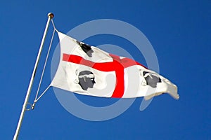 Sardinia. Flag to wind on blue sky. Video