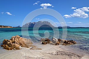 Sardinia, Porto Istana beach facing the island of Tavolara.