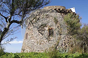 Sardinia. Portoscuso. Sa Turri, old Spanish tower. Videoclip