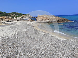 Sardinia , Punta di Santa Giusta, beach and rocks 2 photo