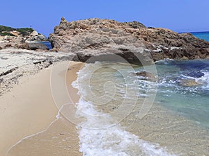 Sardinia , Punta di Santa Giusta, beach and rocks 3 photo