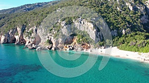 Sardinia sea aerial view Cala Fuili beach