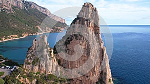 Sardinia sea aerial view of Punrta Pedra Longa as a Natural Jewel.