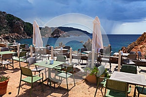 Sardinia sea view cafe tables