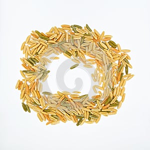 Sardinian gnocchetti pasta, also known as malloreddus or macarrones de punzu, isolated on a white background photo