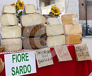 Sardinian origin cheese for sale in the local market