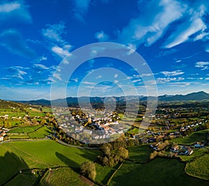 Sare, France in Basque Country on Spanish-French border, Aerial view