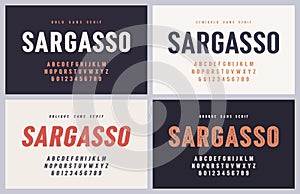 Sargasso bold, semibold, oblique and grunge san serif vector font, alphabet photo