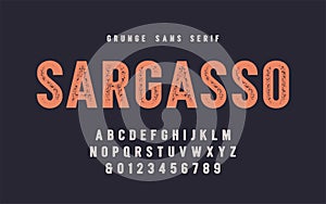 Sargasso grunge san serif vector font, alphabet, typeface photo