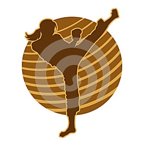 Silhouette of a female athlete kata karate vector