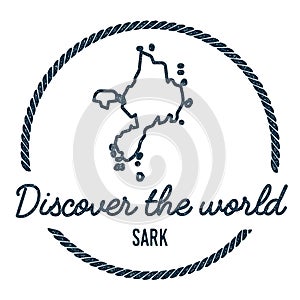 Sark Map Outline. Vintage Discover the World.