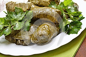 Sarma grape vine leaves, stuffed with rice