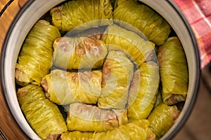 Sarma - Pickled cabbage leaves stuffed with minced meat and rice photo