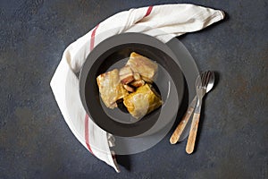 Sarma - traditional dish of Balkan cuisine. Cabbage rolls with meat and rice. Balkan cuisine. Serbian cuisine