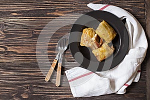 Sarma - traditional dish of Balkan cuisine. Cabbage rolls with meat and rice. Balkan cuisine. Serbian cuisine