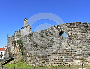 Sarmiento Castle with blue sky. Ribadavia, Spain.