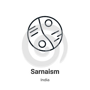 Sarnaism outline vector icon. Thin line black sarnaism icon, flat vector simple element illustration from editable india concept
