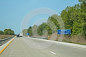 Sarnia, Ontario Population Sign On Highway 402 photo