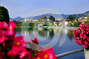 Sarnico town seen from the bridge over Oglio river. photo