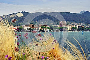 Sarnico town seen from Paratico, the town from the opposite shore of Lake Iseo. photo