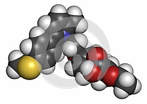 Saroglitazar diabetes drug molecule (dual PPAR agonist). Atoms are represented as spheres with conventional color coding: hydrogen photo