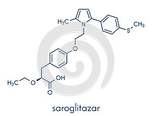 Saroglitazar diabetes drug molecule dual PPAR agonist. Skeletal formula. photo