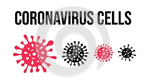 SARS-CoV-2 Coronavirus Bacteria Cell Icon, 2019-nCoV, Covid-2019, Coronavirus Bacteria. No Infection and Stop