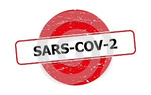 Sars cov 2 stamp on white