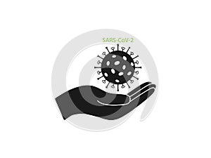 Sars cov2, hand icon. Vector illustration, flat design